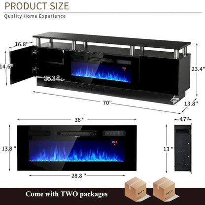 70 TV Stand With 36 Fireplace And Adjustable Shelves