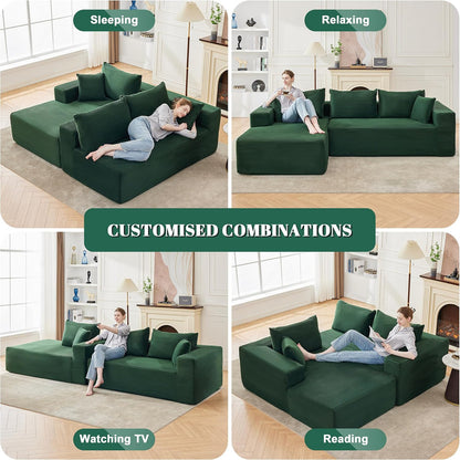 110 Cloud Sectional Couch, Boneless Sofa For Living Room Modular Sectional Sofa With Deep Seat
