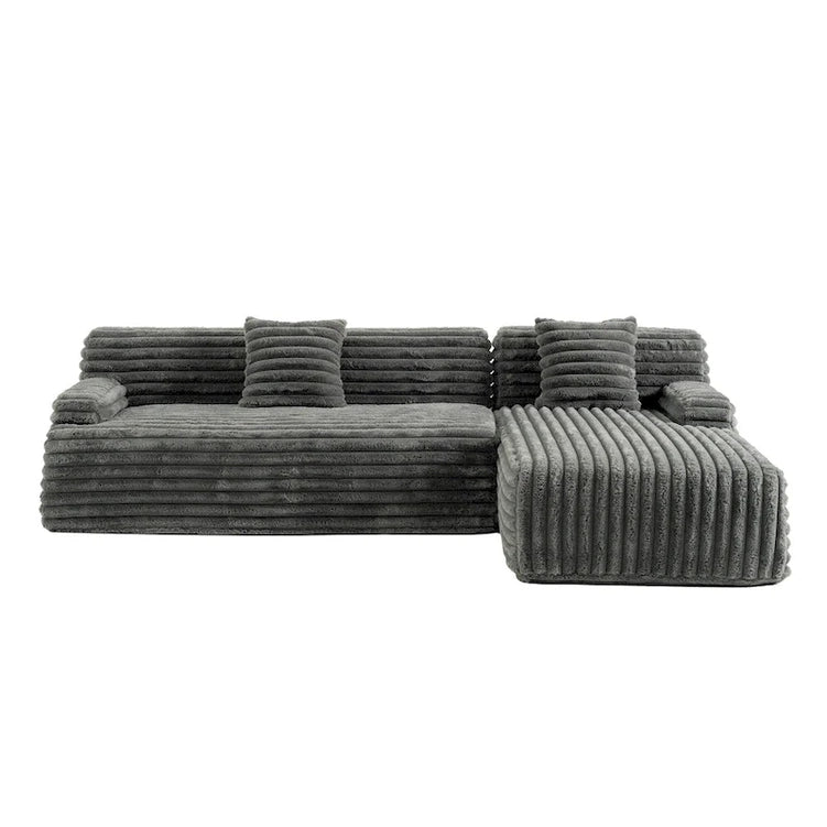 Cloud Sectional Sofa, Modern Upholstered Couch With 2 Throw Pillows, Free-Combined Sofa, Modular Sectional L Shaped Couch