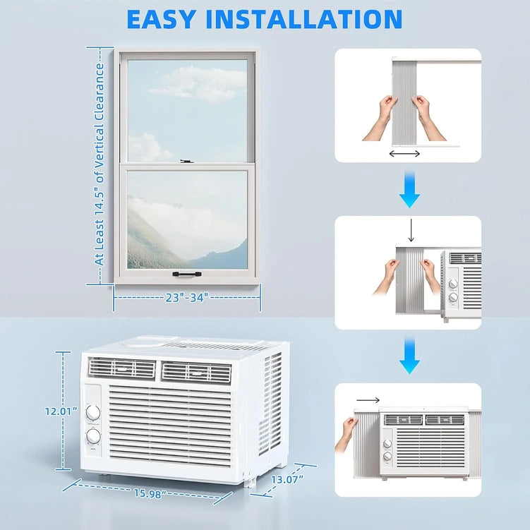 Antarctic Star 12,000 BTU U-Shaped Window Air Conditioner Unit Cools Up To 550 Sq. Ft. With 6 Modes 24H Timer, Ultra Quiet Window AC Units