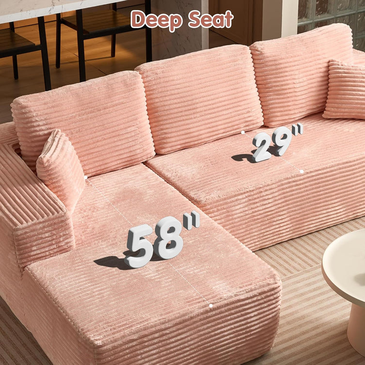 Ovios 104 In. Cloud Sectional Couch With L-Shape Chaise, Modern Modular Sofa With Deep Seat, Upholstered Couches For Living Room Bedroom