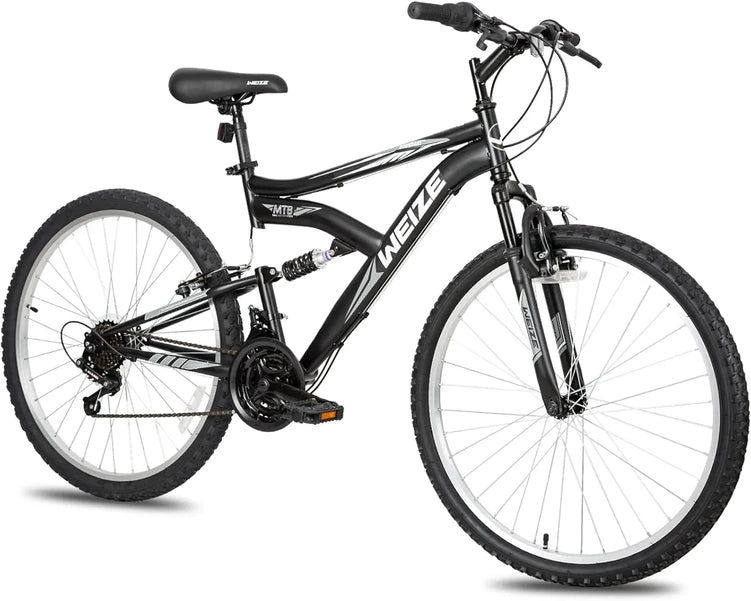 Weize Mountain Bike 26 27.5 In. Outdoor Hybrid Bikes 18-Speed High-Carbon Steel Full Suspension
