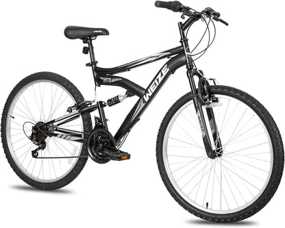 Weize Mountain Bike 26 27.5 In. Outdoor Hybrid Bikes 18-Speed High-Carbon Steel Full Suspension