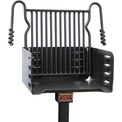 Pilot Rock Park Style Steel Outdoor Bbq Charcoal Grill And Post, Black