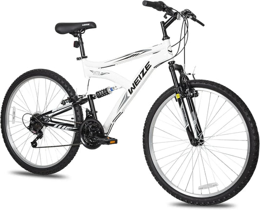 Weize Mountain Bike 26 27.5 In. Outdoor Hybrid Bikes 18-Speed High-Carbon Steel Full Suspension