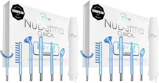 Pure Daily Care NuDerma Clinical Portable Skin Therapy Wand, Machine With 6 Fusion Neon
