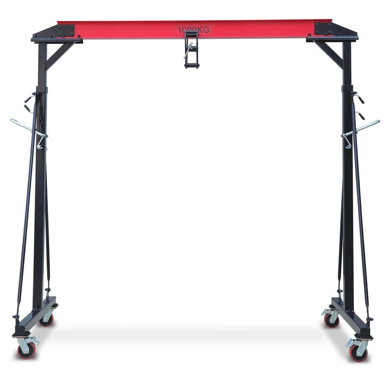 1 Ton Adjustable Gantry Crane, 2200 Lbs Capacity, Height Adjustable 96.5 In.-143.7 In, Portable Hoist For Factory, Construction, Warehouse