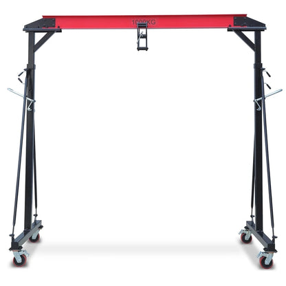 1 Ton Adjustable Gantry Crane, 2200 Lbs Capacity, Height Adjustable 96.5 In.-143.7 In, Portable Hoist For Factory, Construction, Warehouse