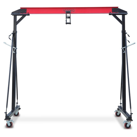 1 Ton Adjustable Gantry Crane, 2200 Lbs Capacity, Height Adjustable 96.5 In.-143.7 In, Portable Hoist For Factory, Construction, Warehouse