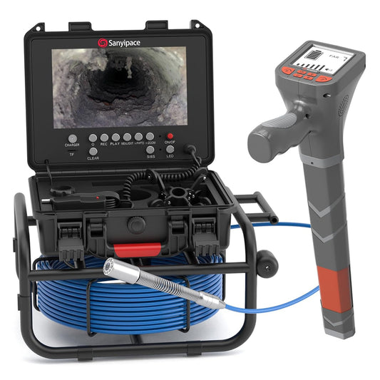 100 Ft./30 Meters, 23 Mm/0.9 In. Full HD Sewer Inspection Camera, 5x Zoom, Distance Counter, 9-inch IPS Screen