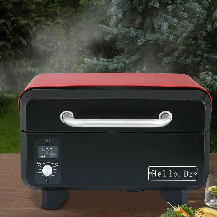 Portable Wood Pellet Grill And Smoker, Electric Outdoor 8-in-1 Tabletop Grills For RV Camping Tailgating RV Cooking Bbq