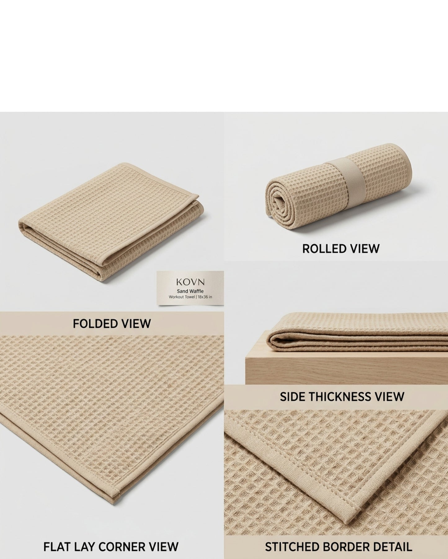 Kovn Sand Waffle Workout Towel 18 x 36 in