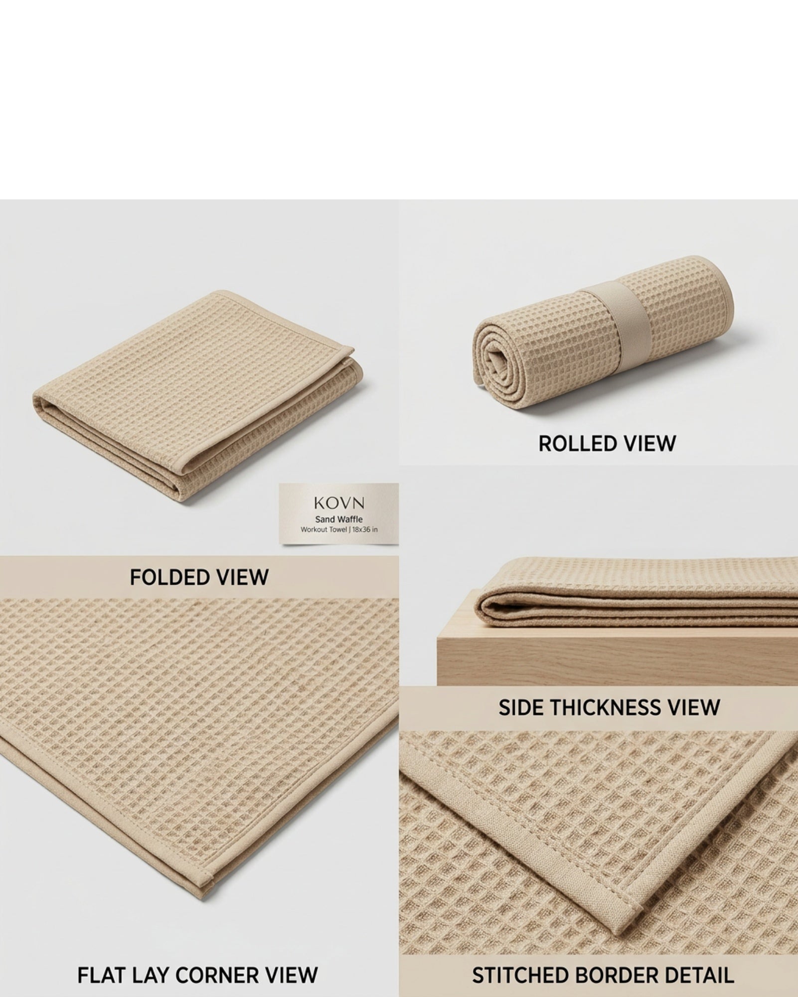 Kovn Sand Waffle Workout Towel 18 x 36 in